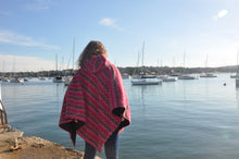 Load image into Gallery viewer, Bright pink winter poncho

